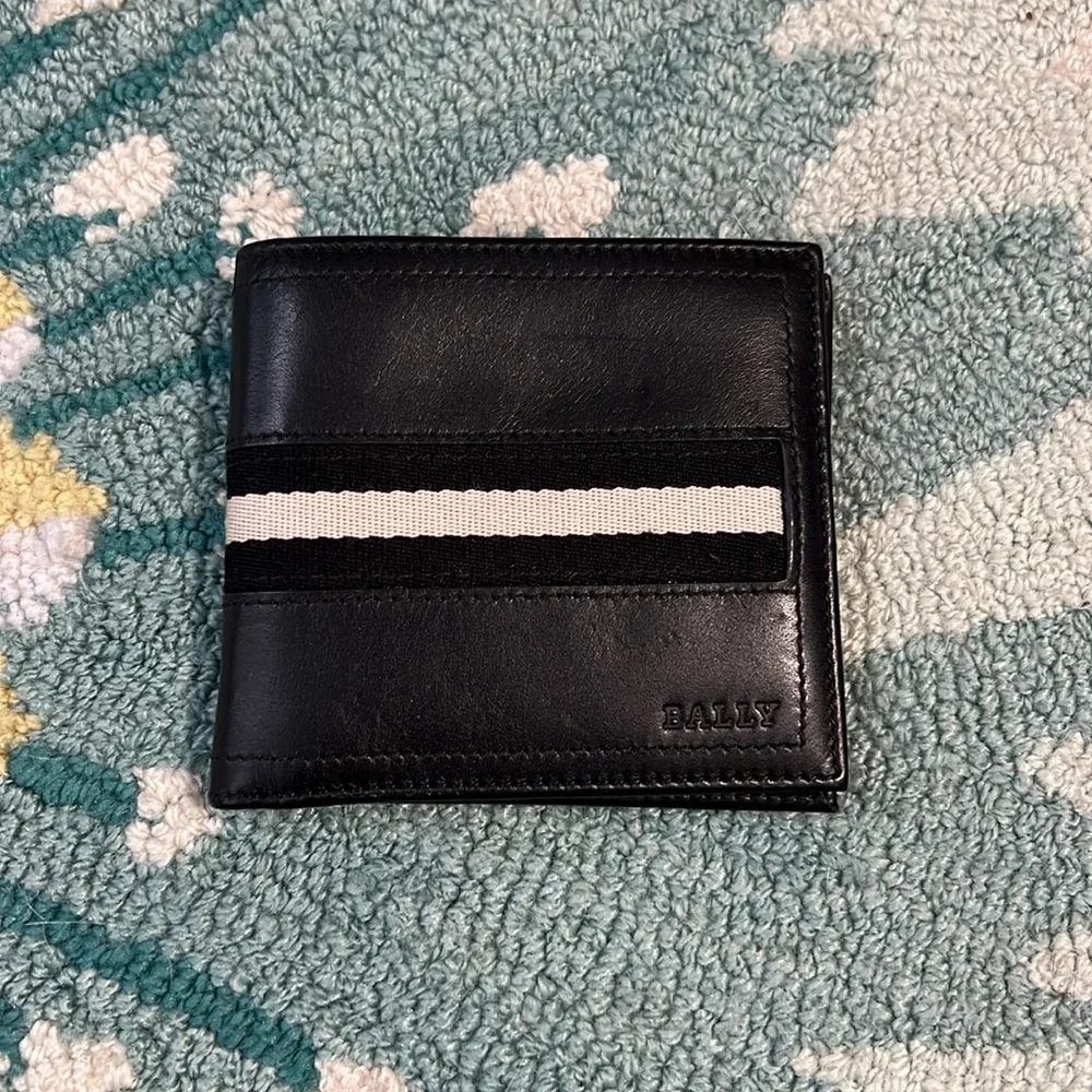 Bally Black Leather and Canvas Bifold Wallet